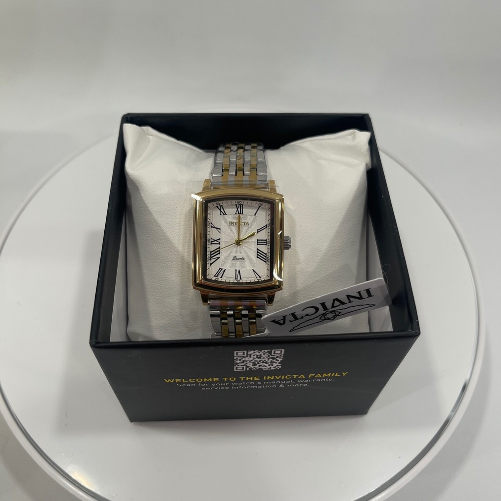 Invicta Two-Tone Gold and Silver Rectangular Dress Watch - Picture 6 of 6